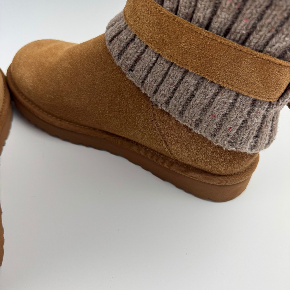 UGG Cambridge 1003175 Womens 10 Chestnut Suede Knit Cuff Buckle Boots - Picture 9 of 14